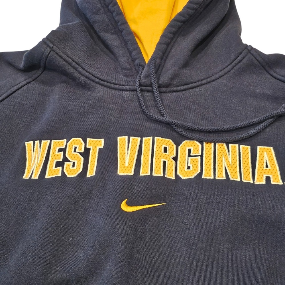 VTG Nike Team West Virginia Mountaineers Hoodie Center Swoosh NCAA Y2K Size L - Picture 2 of 12